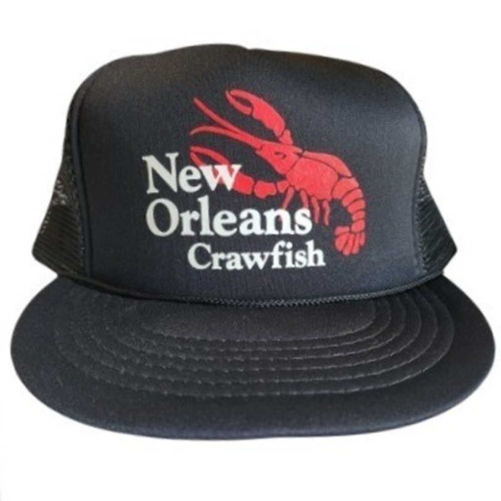 KC New Orleans Crawfish Trucker Hat Black Mesh Snapback Vintage Style Cap OSFA